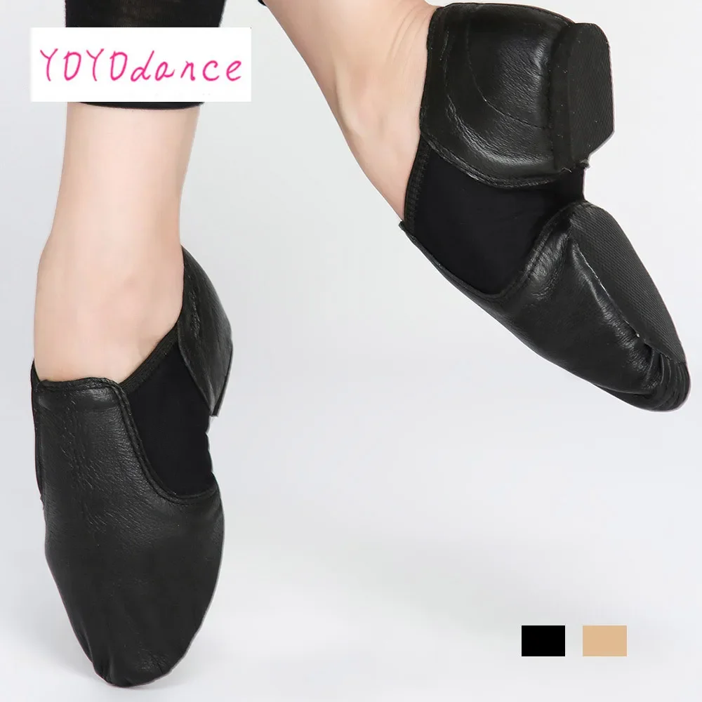 Coupons Women's Slip on Sneakers Genuine Leather Dancing Shoe for Men Adult Kids Girls Black sports Boots Jazz Dance Shoes 2