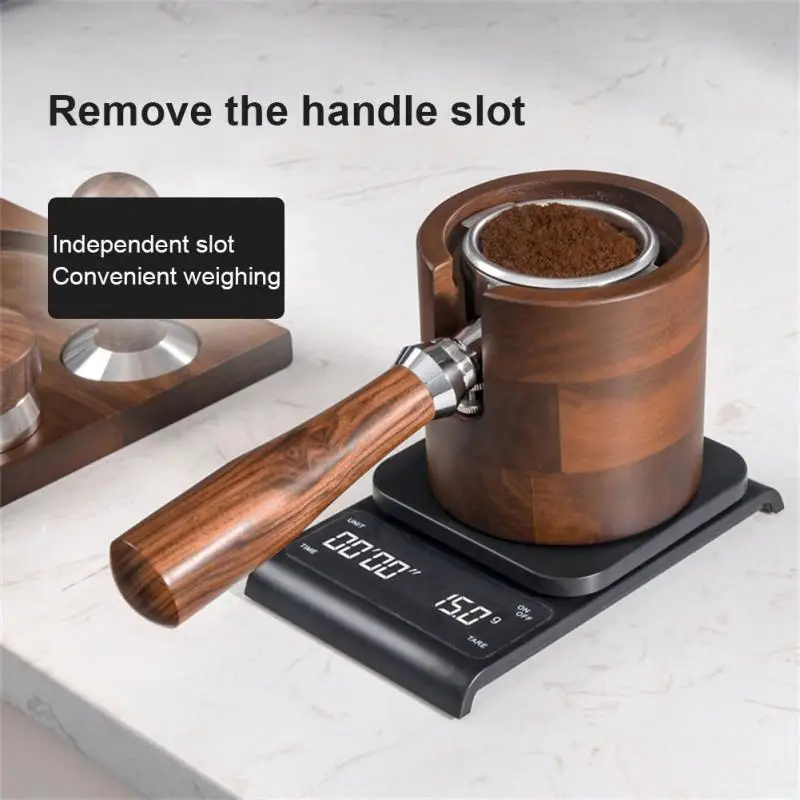 

Coffee Pressed Powder Pad Walnut Wood Material Convenient Durable Adjusting Nut Independent Handle Slot Walnut Powder Base 58mm