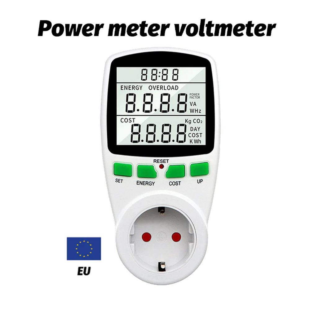 

Digital Power Meter Wattmeter Billing Timing Socket Energy Meter KWh Voltage Current Frequency Electricity Monitor EU Plug