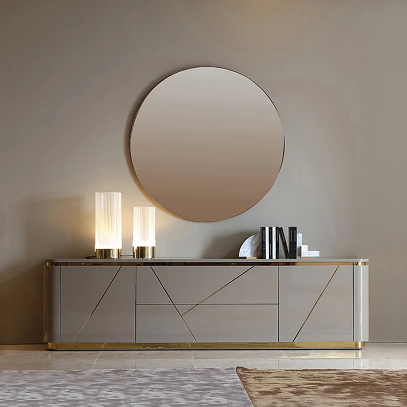 

Italian-style Light Luxury Living Room Floor-to-ceiling TV Cabinet Design Sense Villa Sideboard Customization