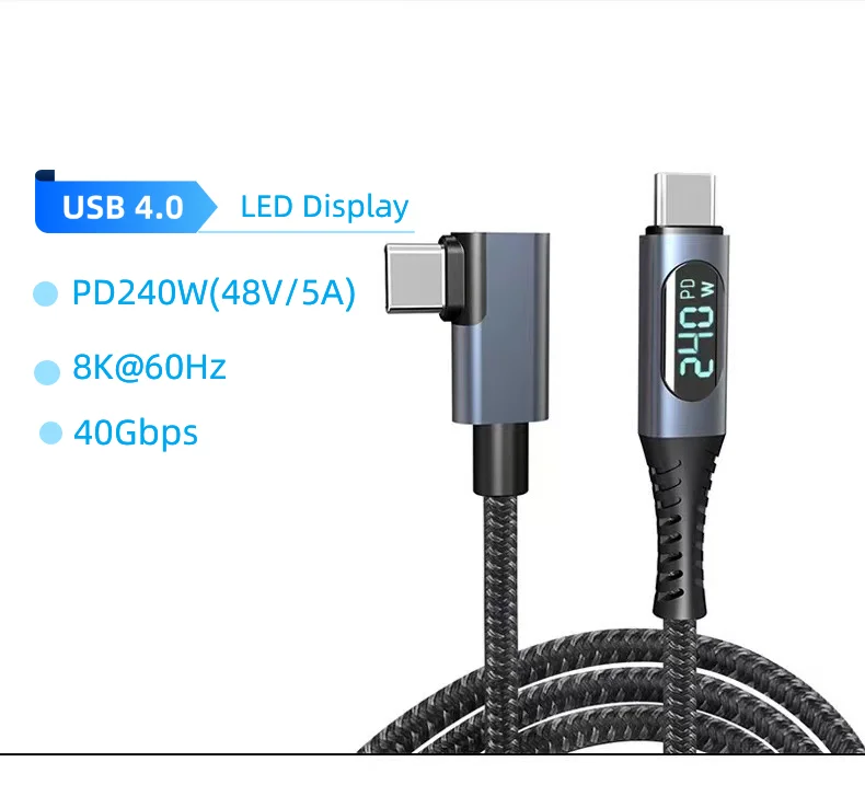 240w 40gbps Cavo Di Ricarica Rapida Da USB C A USB C Con Display