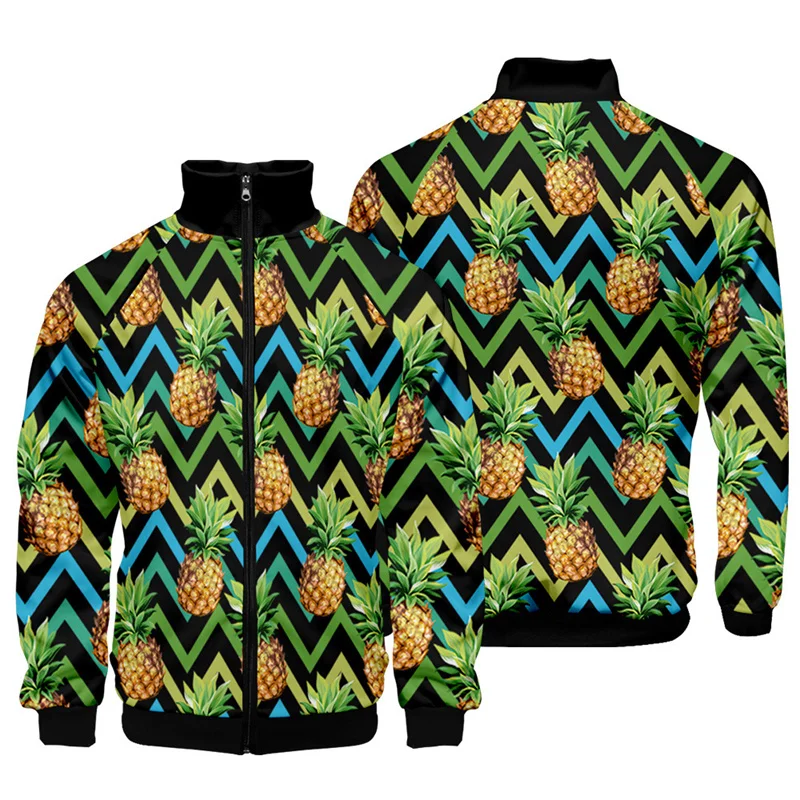 thumbnail image 1 of Chaqueta con estampado 3D de piña y frutas de moda para hombre, abrigo de calle de gran tamaño, chaquetas con cremallera para primavera y otoño, ropa para hombre, 1 of 4