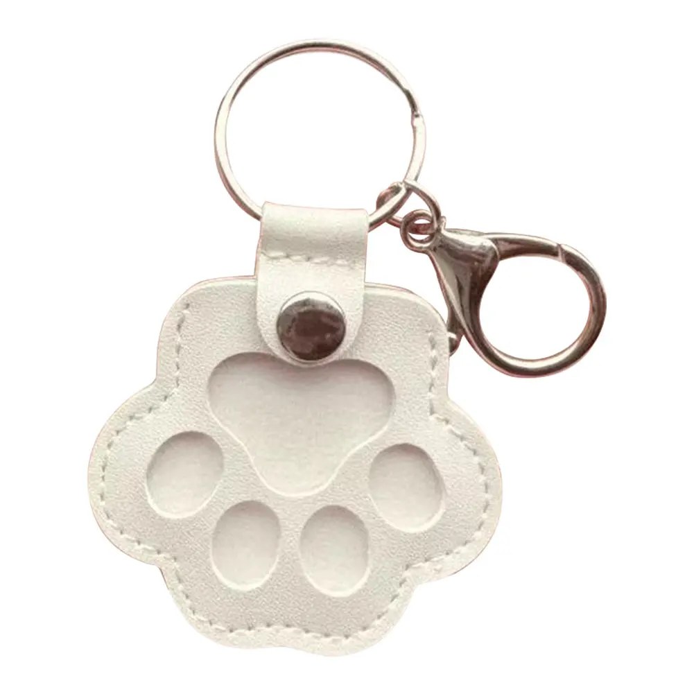 Adorable Paw Print Keychains Commemorative Pet Hair Storage Bag Keychain Cat Dog Fur Container Pendant for Pet Lovers