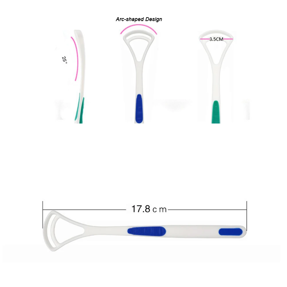 5 Pairs 2 In 1 Tongue Scraper Reusable Oral Hygiene Care Tongue Brush Cleaner Food Grade Mouth Fresh Breath Oral Cleaning Tools