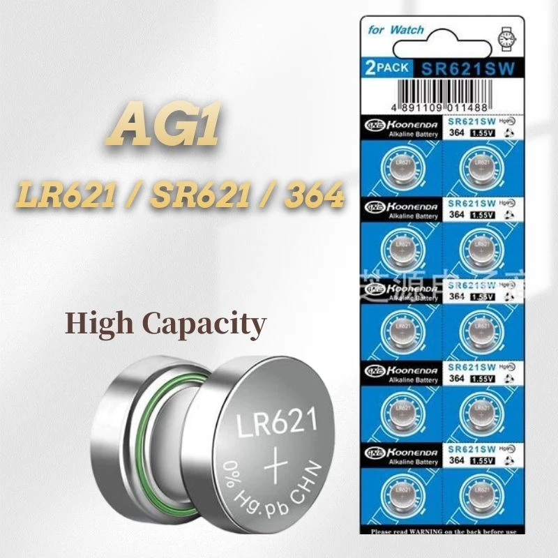 AG1 Battery LR621 364 Watch Battery 1.55V 364 SR621SW 621 LR60 CX60  Alkaline Button Cell Batteries for Watch Toys Remote 