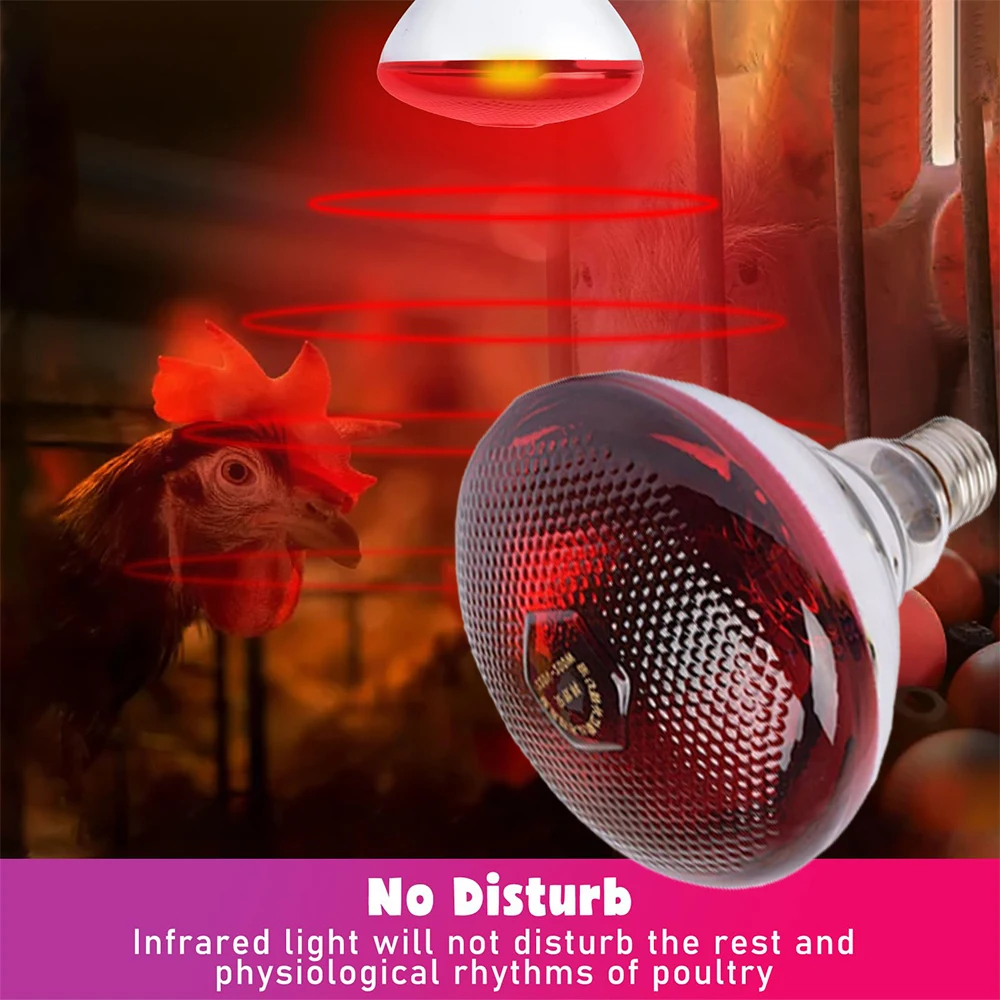 220V Feeding box Lighting Infrared Heat Lamp Bulb Suitable for Reptiles Plants Pets Livestock Poultry Farm Feeding Heating Lamps