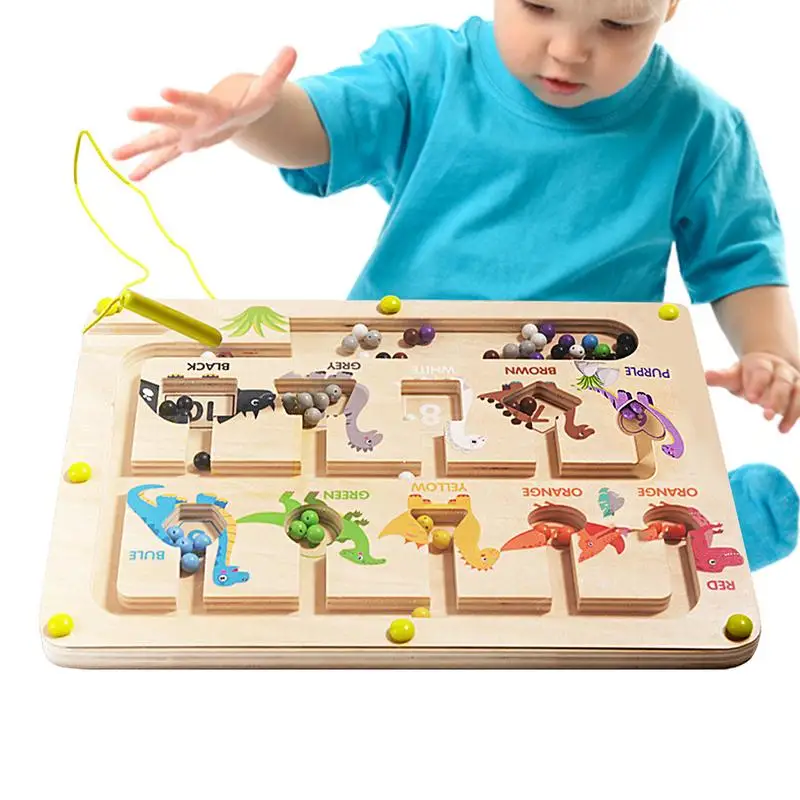 

Magnetic Color Bead Maze Counting Color Number Matching Maze Dinosaur Design Fine Motor Skills Toy For Travel Home School And