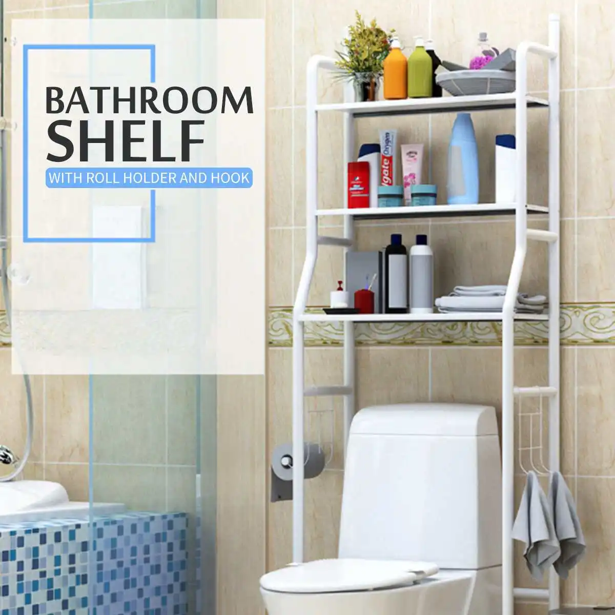Bathroom Shelves Over The Toilet Floor Type Storage Accessory Rack Organizer For Bathroom No Punching Floor