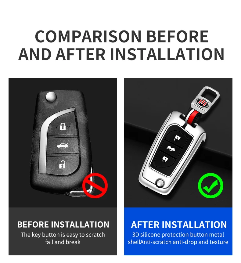 Zinc Alloy Car Key Case Cover Shell Fob For Toyota Auris Corolla Avensis Verso Yaris Aygo Scion TC IM Camry RAV4 Forturner Hilux - S8011ea151e754f75b6059c6783a0319eI