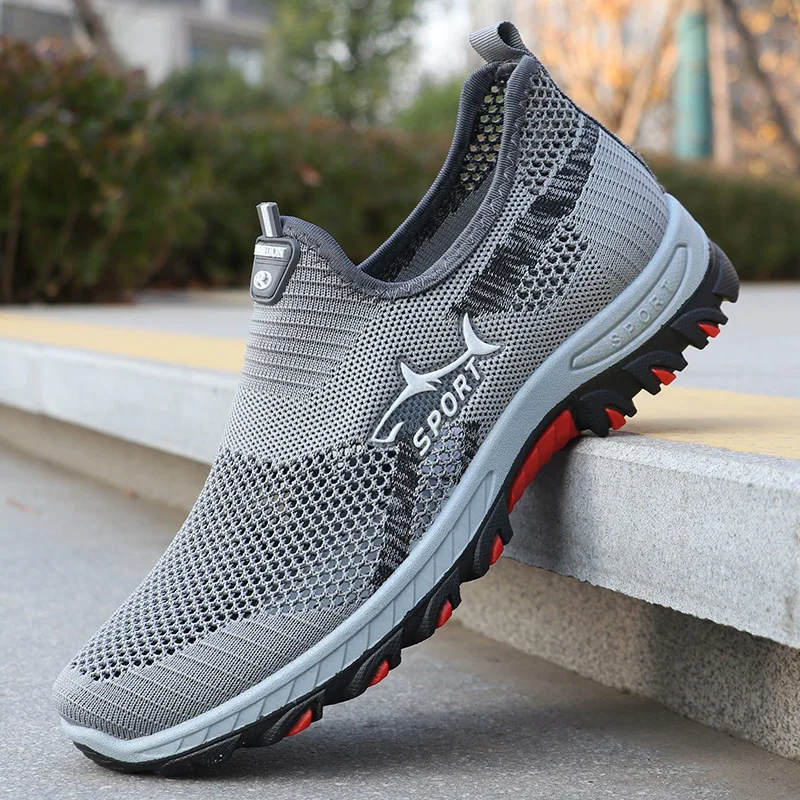 Spring and Autumn New Men's Shoes Flat Casual Shoes Polyurethane Soft Bottom Sports Breathable Mesh Sports Shoes Men 2