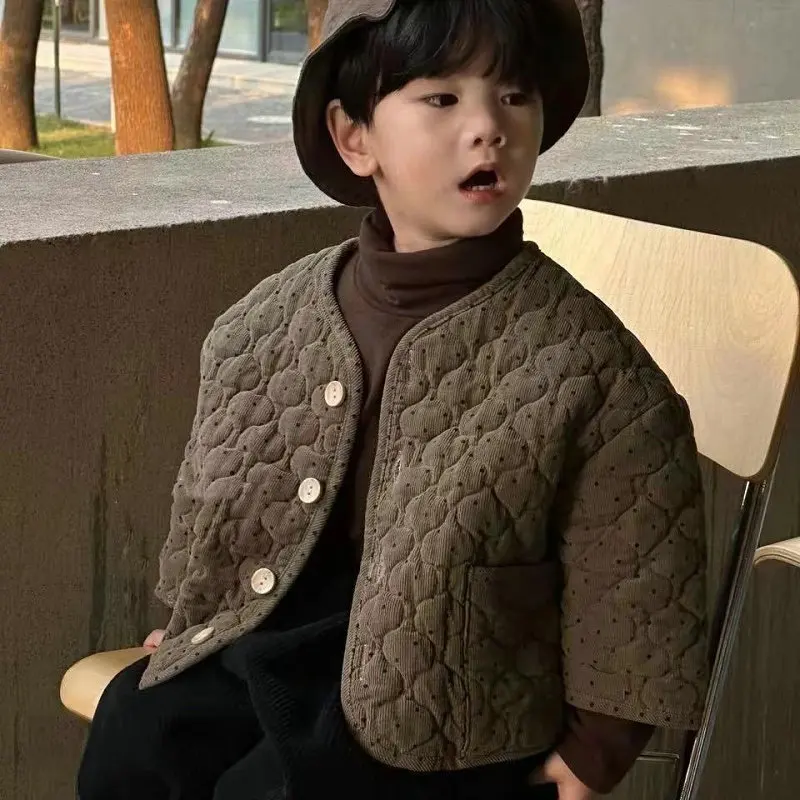 Boys and Girls Cotton-padded Clothes Korean Super Soft Padded Thickened Jacket Top Autumn and Winter New Children Clothing