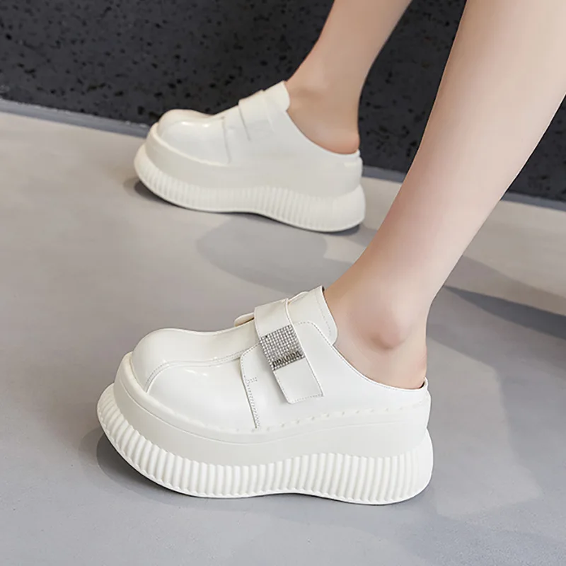 CICIYANG 8.5cm Thick-soled Slippers Women 2024 Summer Half Slippers Ladies  Platform Spring Muller Shoes Protect Toes Playshoes