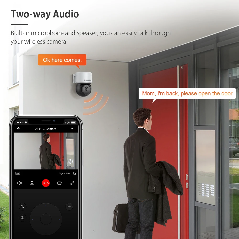 INQMEGA 5MP Tuya Outdoor PTZ Camera Ai Human Detect 1080P Security CCTV Camera Add Google home And Alexa Wifi IP Camera 5