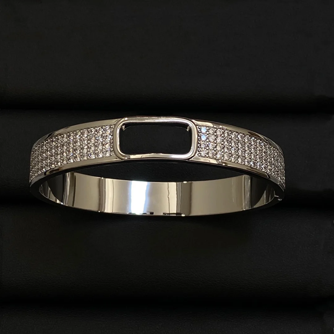 Women bracelet Vintage gold metal rhinestone wide Bangles