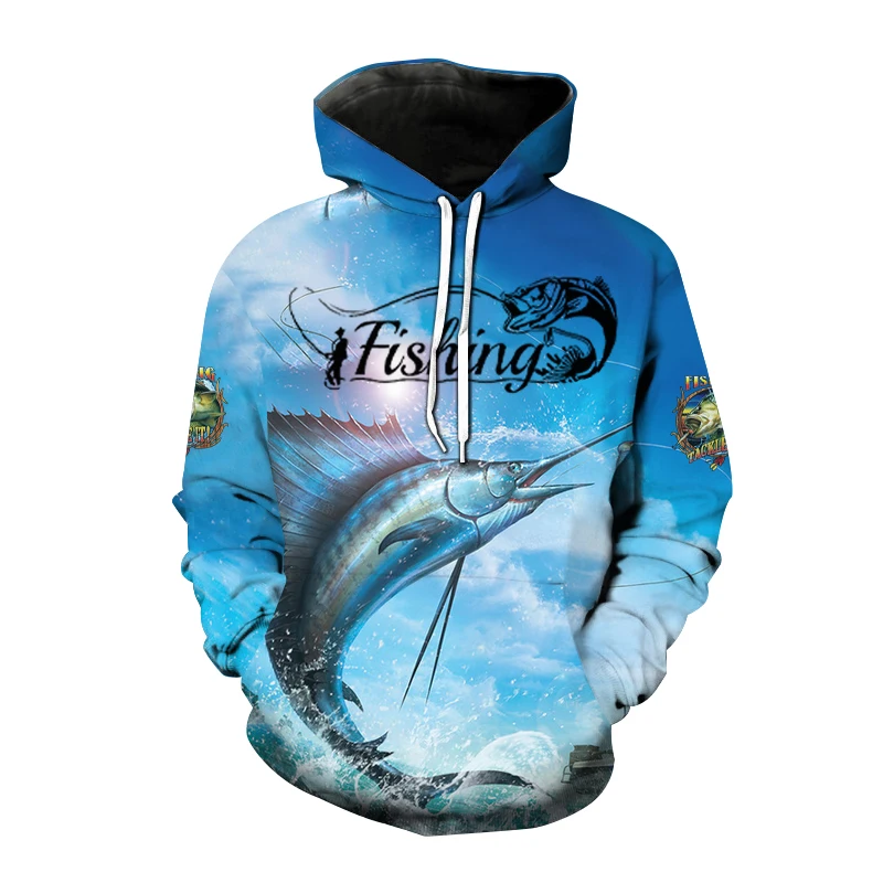 thumbnail image 1 of Nueva sudadera con capucha con estampado 3D de pesca salvaje para hombres, sudadera para entusiastas de la caza de peces, sudaderas de talla grande para hombres y mujeres, 1 of 5