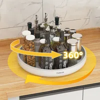 360° Rotating Spice Rack Turntable Cupboard Pantry Cabinet Organizer Non-Slip Condiment Holder Shelf Kitchen Storage Tray 2