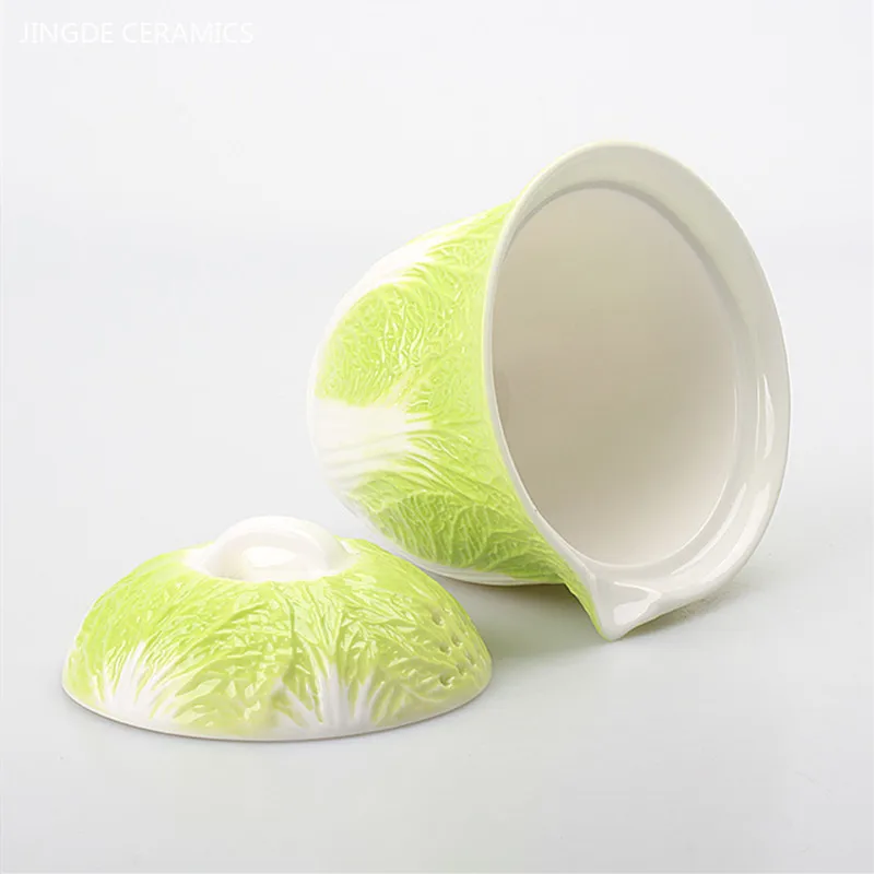Creative Chinese Cabbage Model Gaiwan Hand Grip Tea Bowl Ceramic Teaware Handmade Tea Cup Chinese Accessories