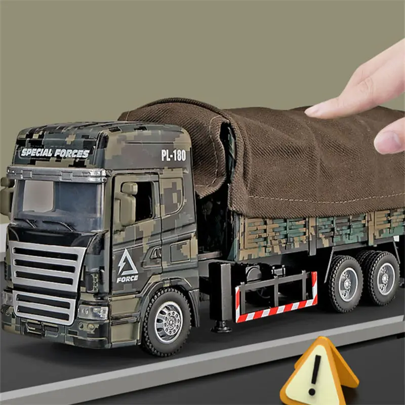 Alloy Tactical Truck Armored Car Model Diecast Military Personnel Carrier Transport Vehicle Model Sound and Light Toys Gift 6