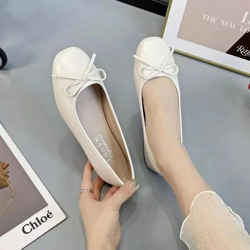 2025 Spring Summer New Arrival Evening Breeze Flats Gentle Bow-Knot Design Commuter Versatile Single Shoes