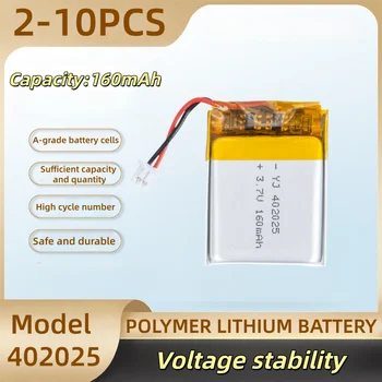 2-10PCS Batteria ai polimeri di litio 402025 3.7V160mAh Volt Li Po Ion Lipo Batterie ricaricabili per MP3 DVD Navigazione GPS