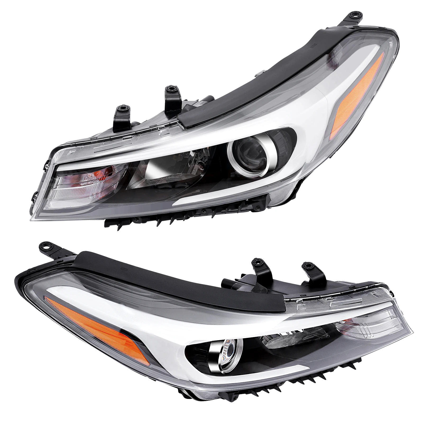 【1 Pair】Left+Right Chrome Front Headlights Halogen Headlamps For 2017 2018 Kia Forte Turn Signal Light Car Accessory 92101B0700