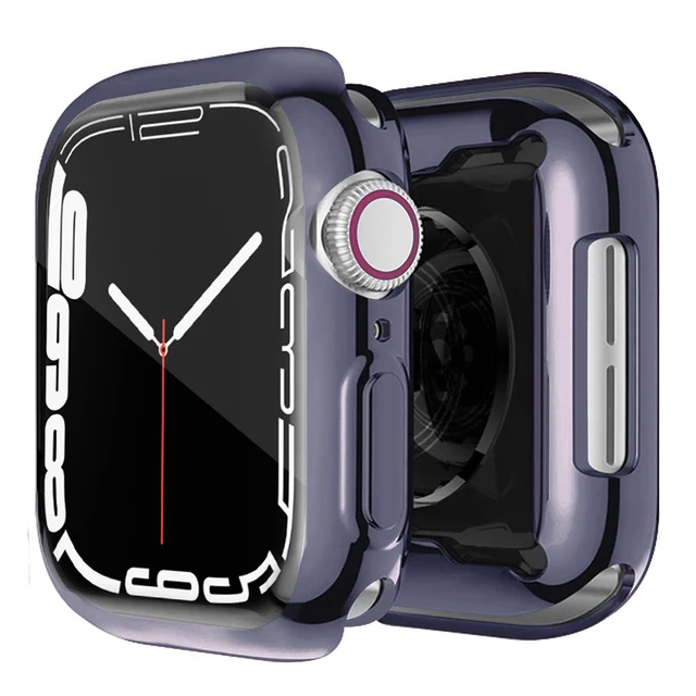 Cover for Apple Watch Case 7 6 SE 5 4 3 2 45mm 42MM 38MM 360 Slim Soft Clear TPU Screen Protector for iWatch 4 3 44MM 40MM 41mm Space gray