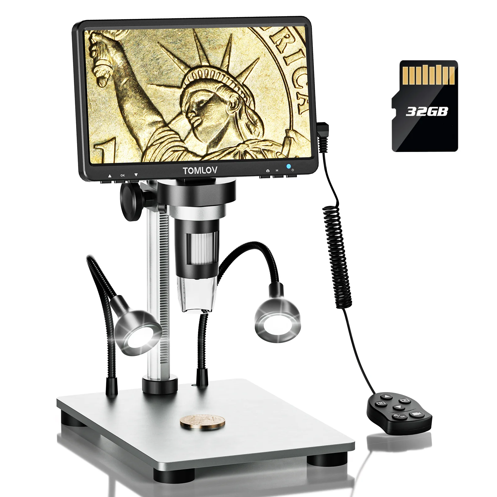 TOMLOV DM9 Professional Digital Microscope 1200x Magnification 7" LCD