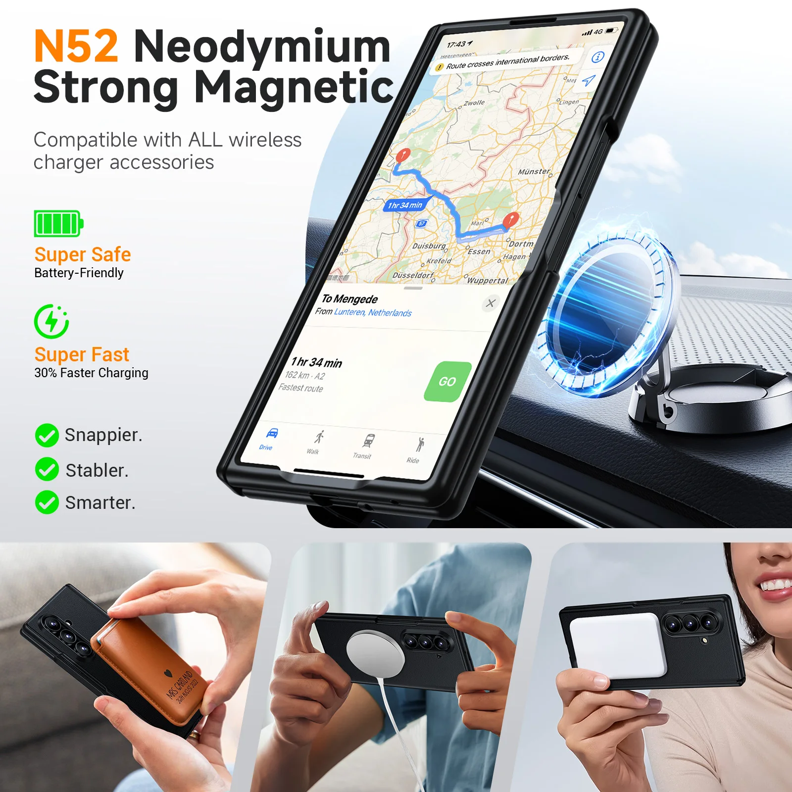 حافظة جلدية أصلية لهاتف سامسونج جالاكسي Z فولد 7 غ...