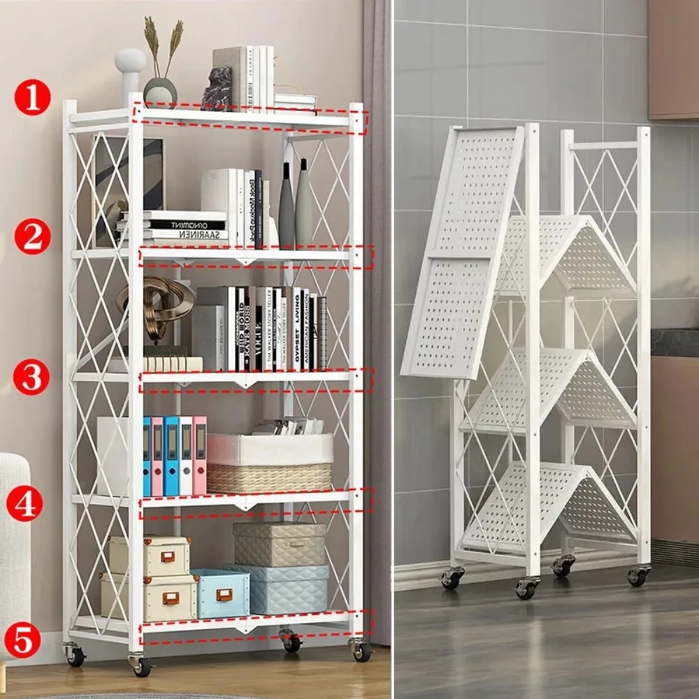 Multifunctional Flower Stand Shelves Storage Shelf Portable Folding Large Iron Shelf Floor Foldable Storage Shelving Bookshelf storage rack