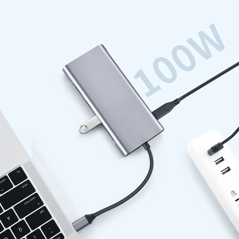 Type C Hub 11-in-1 Type-c USB 3.0 Multi-Port Laptop Docking Station Type C to 4K HDMI VGA PD RJ45 100M Gigabit NIC Adapter