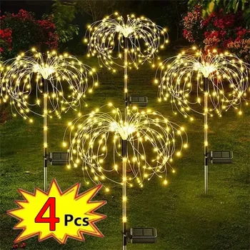 1/2/4 pieces LED solar fireworks light fairy garden decoration outdoor lawn path light for patio courtyard Christmas party wedding 1