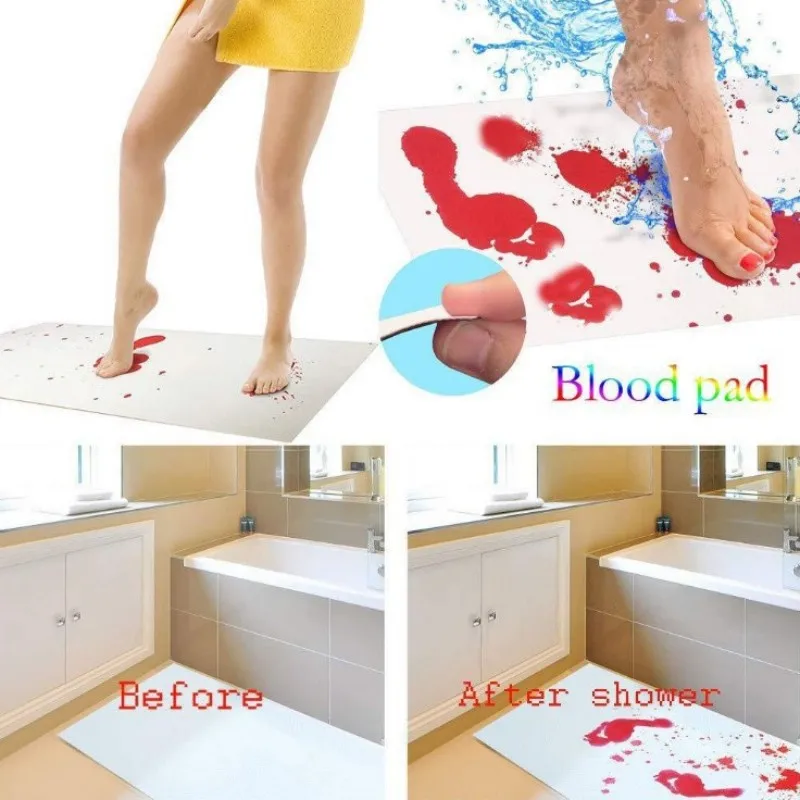 Terror Halloween Bloody Color Changing Bath Footprint Mat Prank Bathroom Floor Mats Halloween Party Indoor Non Slip Rugs