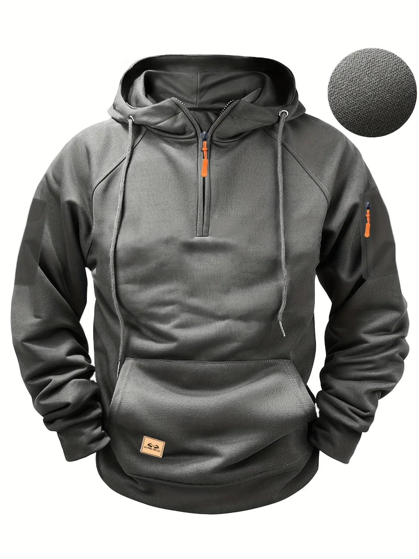 2024 Spring and Autumn Men’s Hoodie Zipper Multi Pocket Sports Running Solid Color Multi Color Casual Hoodie