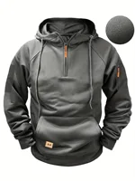 2024 Spring and Autumn Men’s Hoodie Zipper Multi Pocket Sports Running Solid Color Multi Color Casual Hoodie