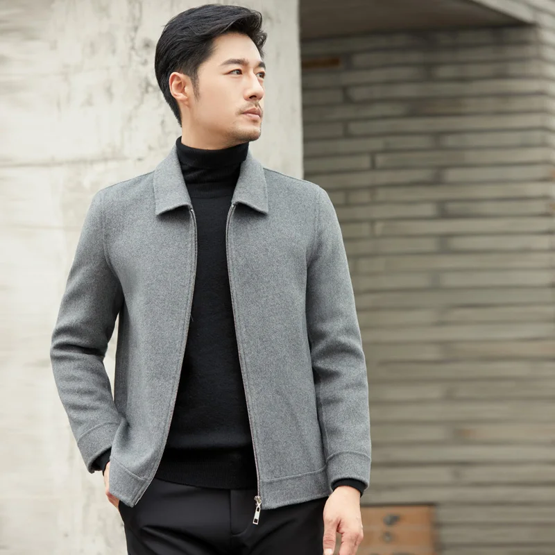 Jueqi men's cashmere coat short business double-sided woolen coat 100% pure wool with autumn and winter new MR-3014