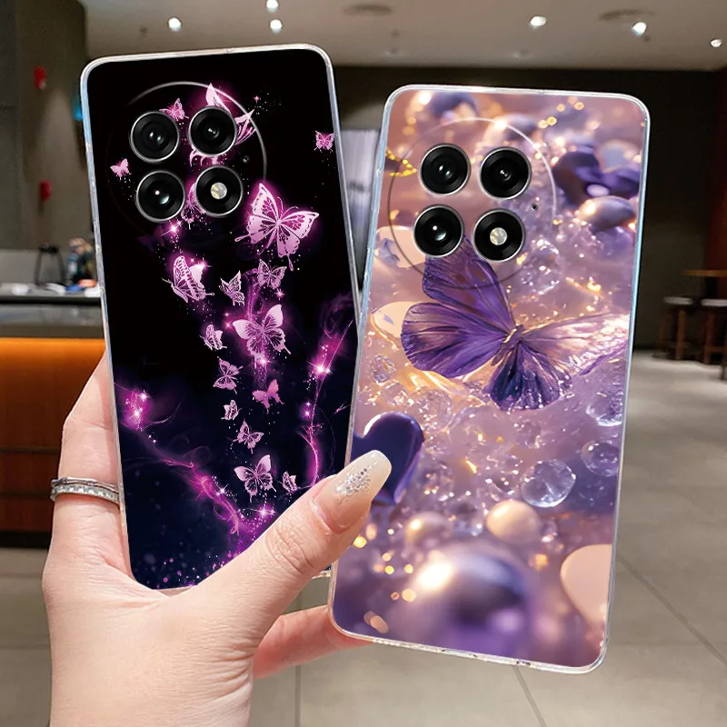 Floral Butterfly Soft Silicone Transparent Phone Case Cover