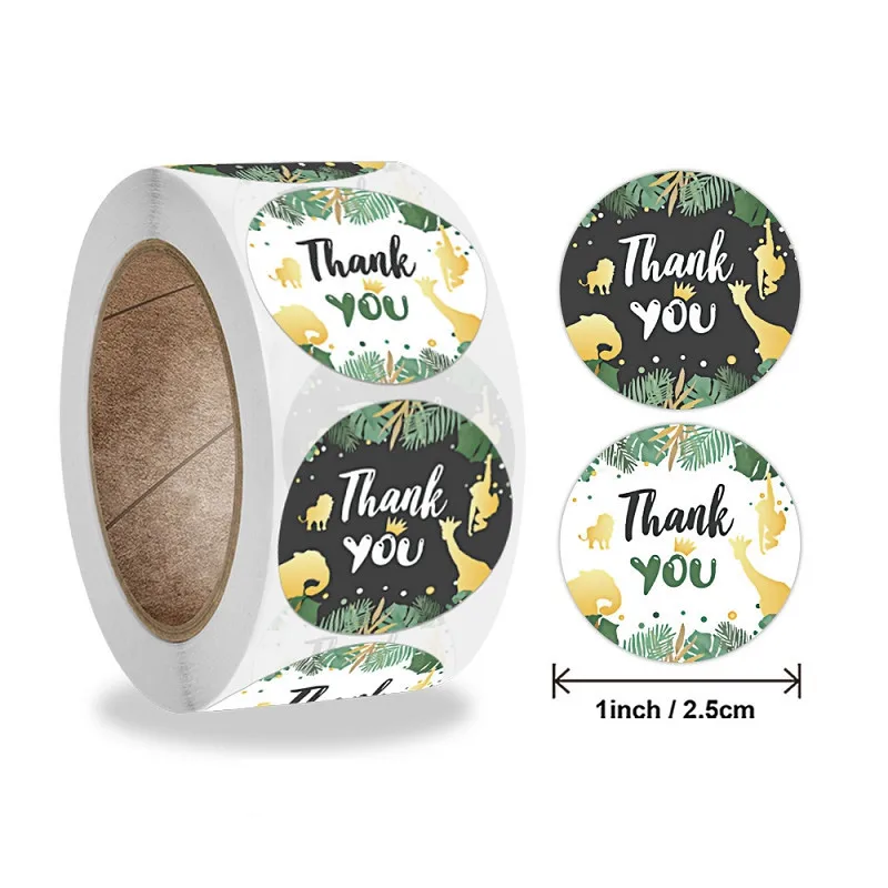 

New 2 Styles Cute Forest Animals Thank You Stickers Roll 1inch 500pcs Sealings Labels for Party Supplies Scrapbooking Gift Decor