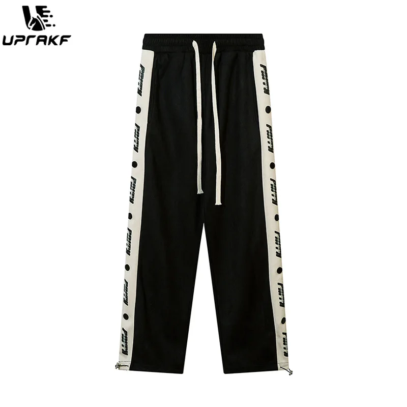 UPRAKF Side Stripe Trousers Streetwear Comfort Fashion Hip Hop High Quality Autumn High Waist Pantalones Back Pocket
