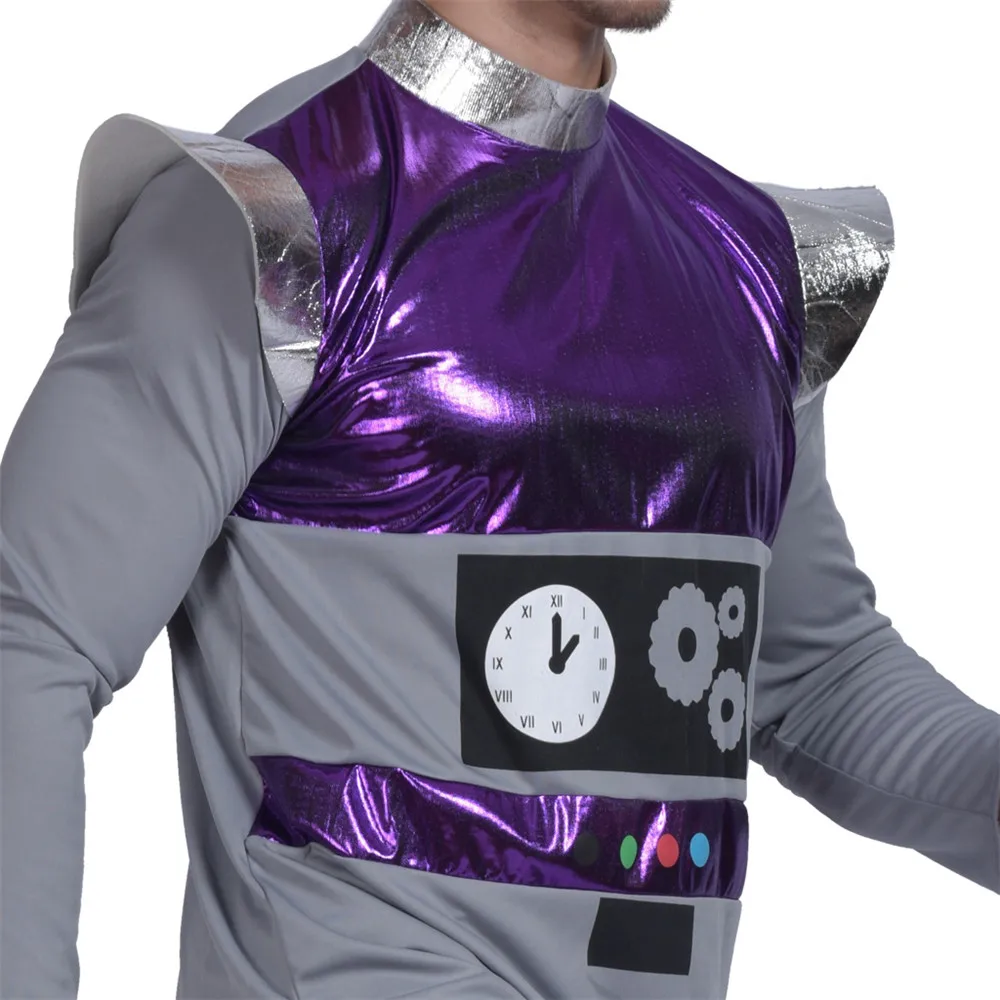Men's Movie Robot Alien Costume Cosplay Adult Halloween Party Fashion Purple Outfits Carnival Easter Purim Fancy Dress