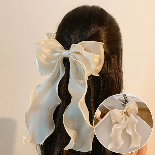 Lystrfac 2022 New Black White Yarn Bow Hair Clip for Women Girls Spring  Clip Back Head Hairpin Fashion Hair Accessories