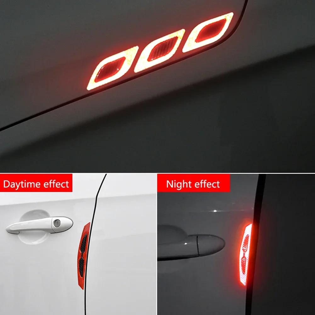 Car 3D Reflective Sticker Reflective Strips Night Safety Warning Auto Exterior Accessories 6pcs