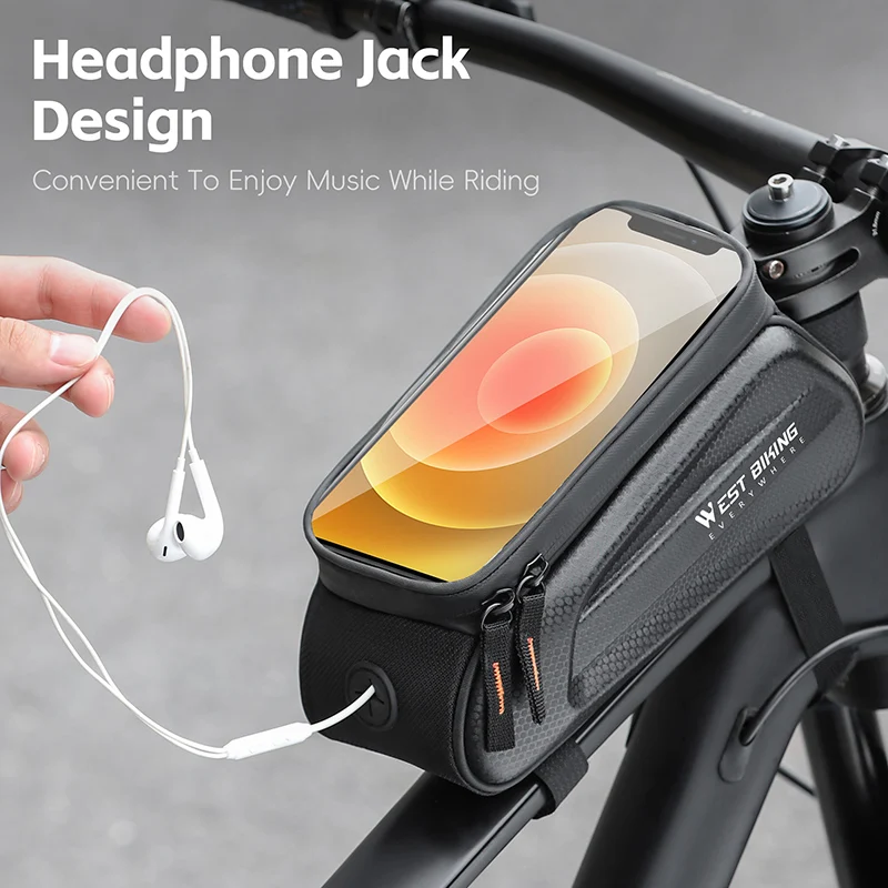 7.0 Inch Bike Phone Touch Screen Bag Bicycle Reflective Top Tube Bag EVA Hard Shell Front Frame Bag