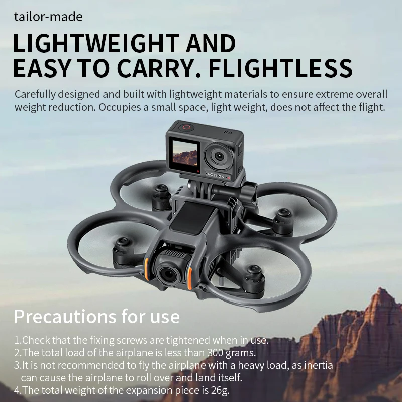 STARTRC Extension Bracket for DJI Avata 2 Gopro 10 11/Insta360 X4 X3/DJI Action 4 3/Fill Light
