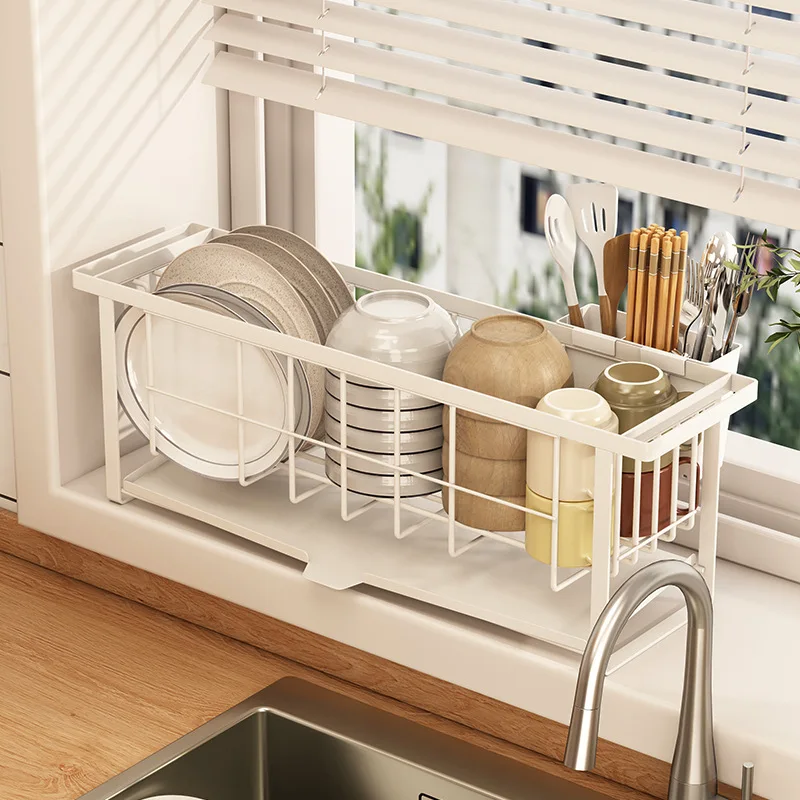 Kitchen Drain Rack Sink Side Dish Rack Narrow Small Dish Rack Bowl  Chopsticks Knife Integrated Storage Rack Kitchen Organizer - AliExpress