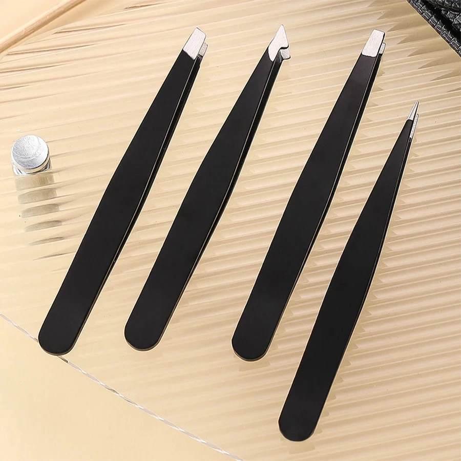 4pcs set Stainless Steel Tweezer Set Eye Brow Clips multifunctional Fine Hairs Puller for Facial Hair Removal and Splinter Remov 3