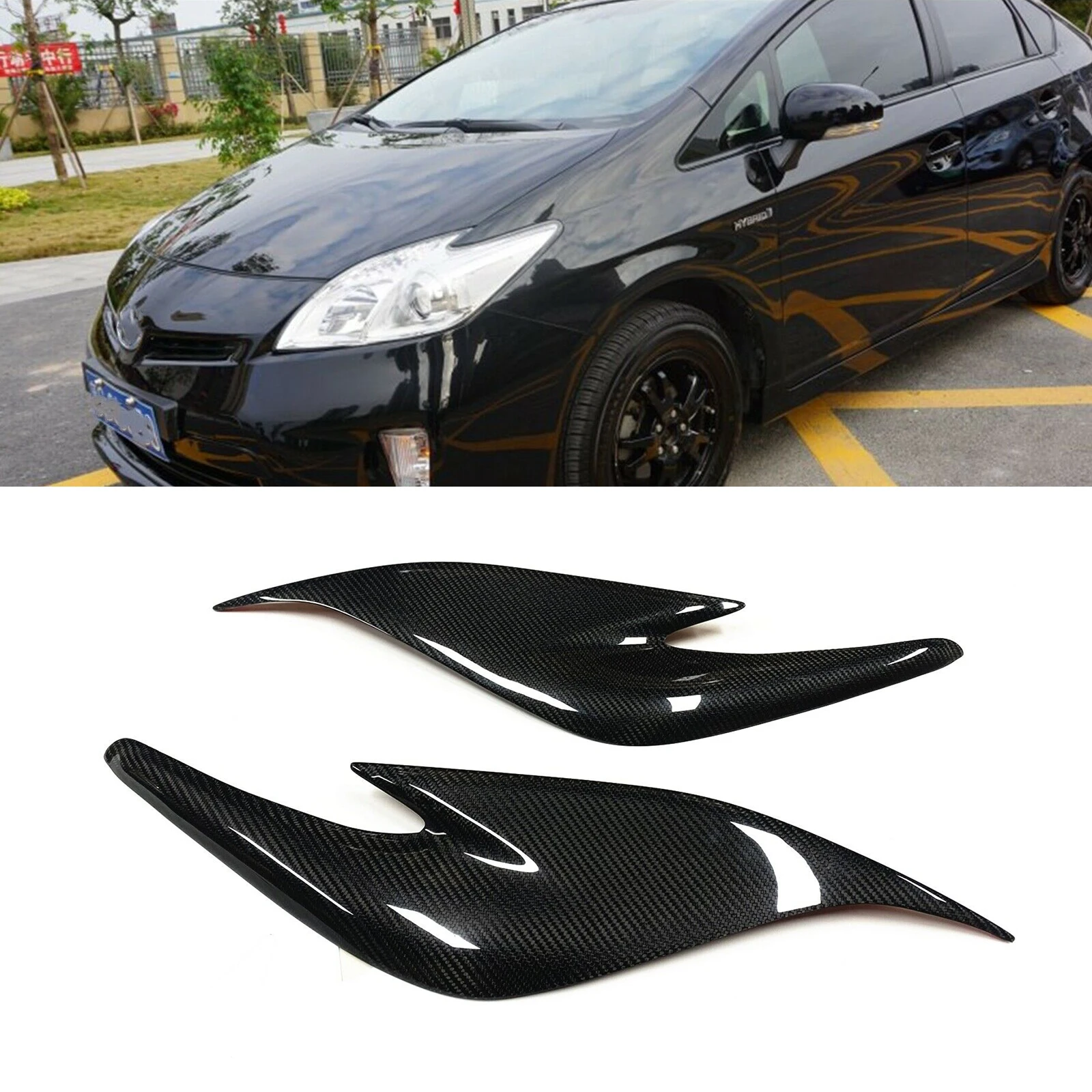 

Headlight Eyebrow Trim For TOYOTA Prius ZVW30 2012-2015 JDM Type Carbon Fiber Front Head Light Lamp Brow Sticker Headlamp Eyelid