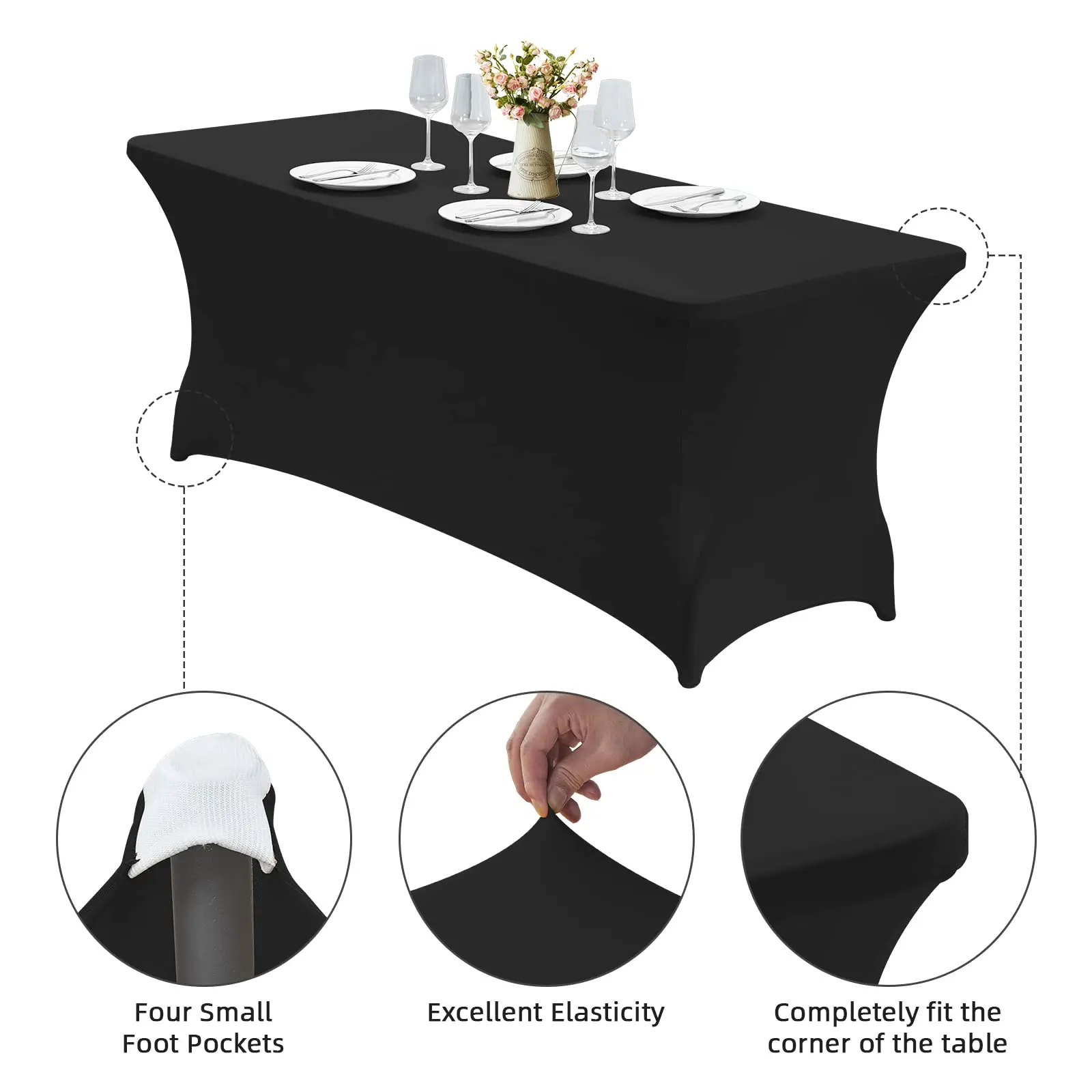 1Pc Spandex Table Cover for 6FT/4FT Table Universal Fitted Stretch Tablecloth for Party, Banquet, Wedding and Events 4