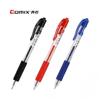 12pcs/Box Comix Push Gel Ink Pens Black Bullet Tip Retractable Writing Pen 0.5mm Refills Smooth Writing School Office Supplies 1