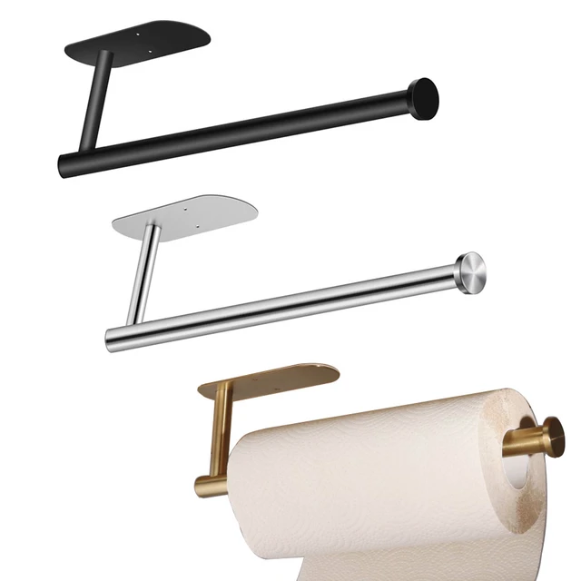 Adhesive Toilet Paper Holder 304 Stainless Steel Brushed Gold Paper Towel Roll  Rack Black Bathroom Kitchen Long Tissue Hanger in 2023