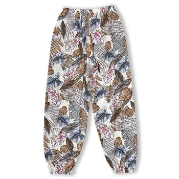 سراويل كاجوال فضفاضة ومتعددة الاستخدامات للنساء ، سراويل نوم واسعة الساق ، سراويل فانوس أوراق المشمش ، الصيف